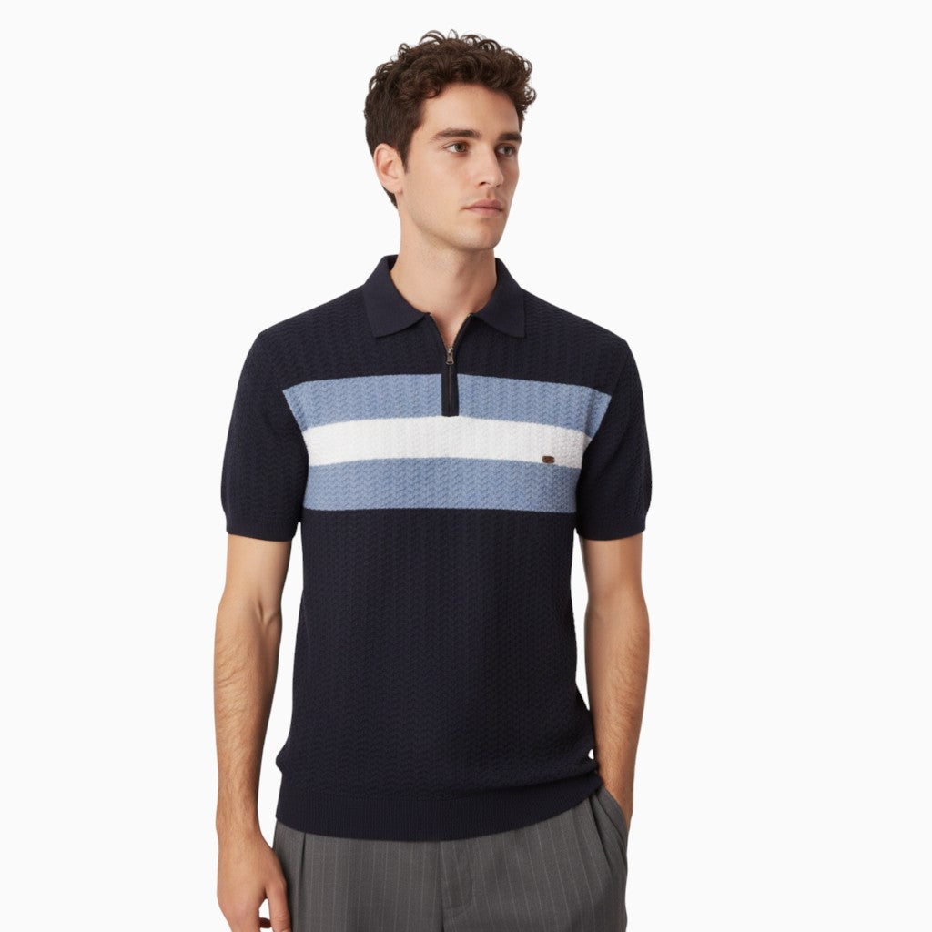 DORIAN Striped Knit Polo