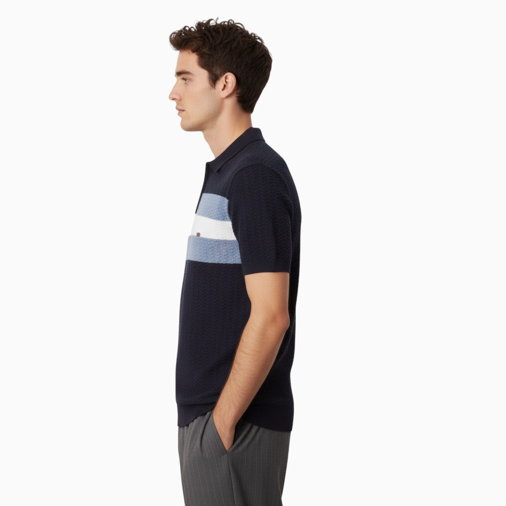 DORIAN Striped Knit Polo