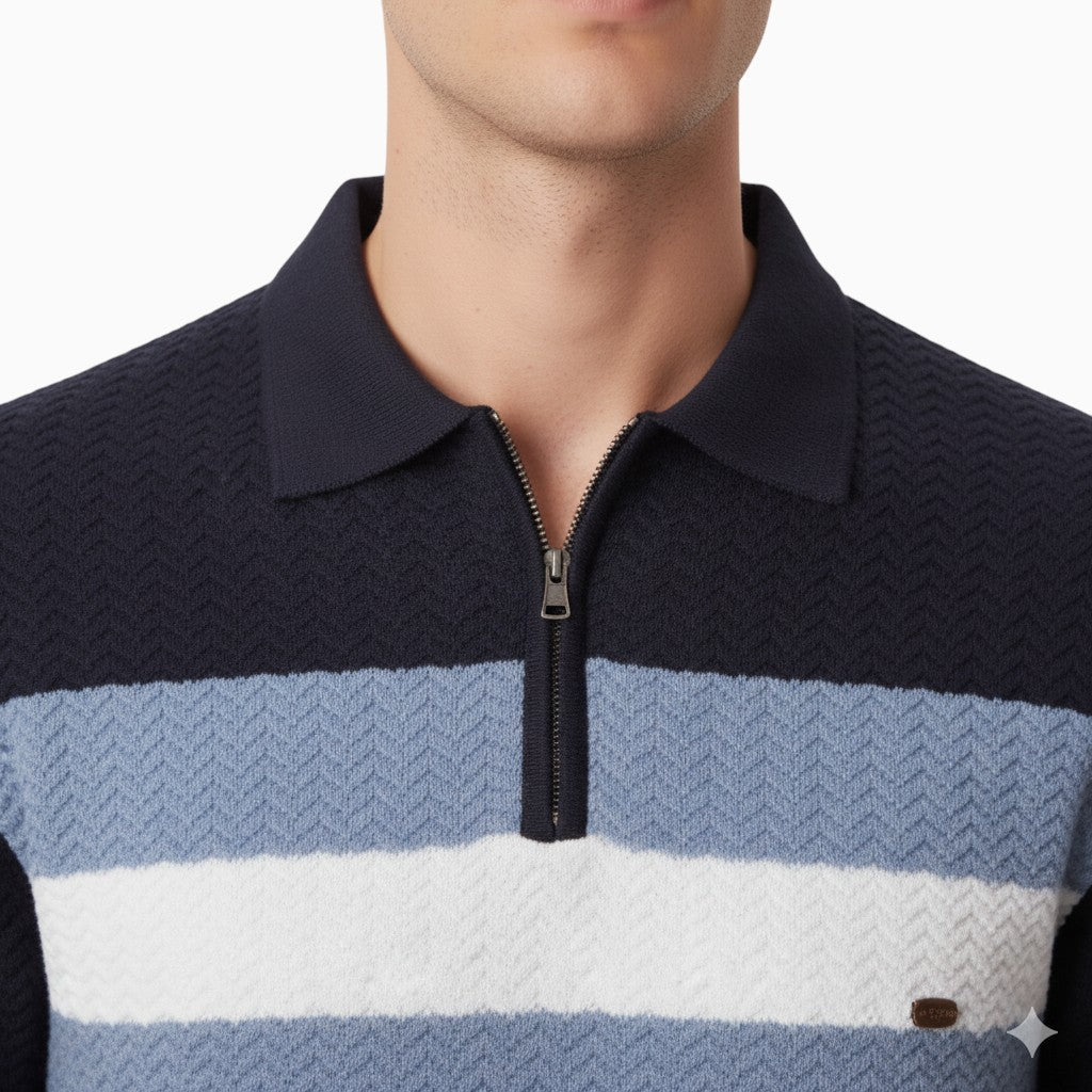 DORIAN Striped Knit Polo