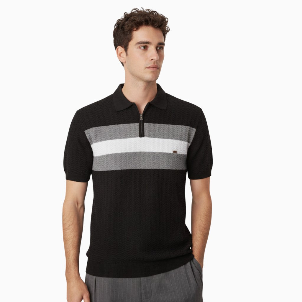 DORIAN Striped Knit Polo