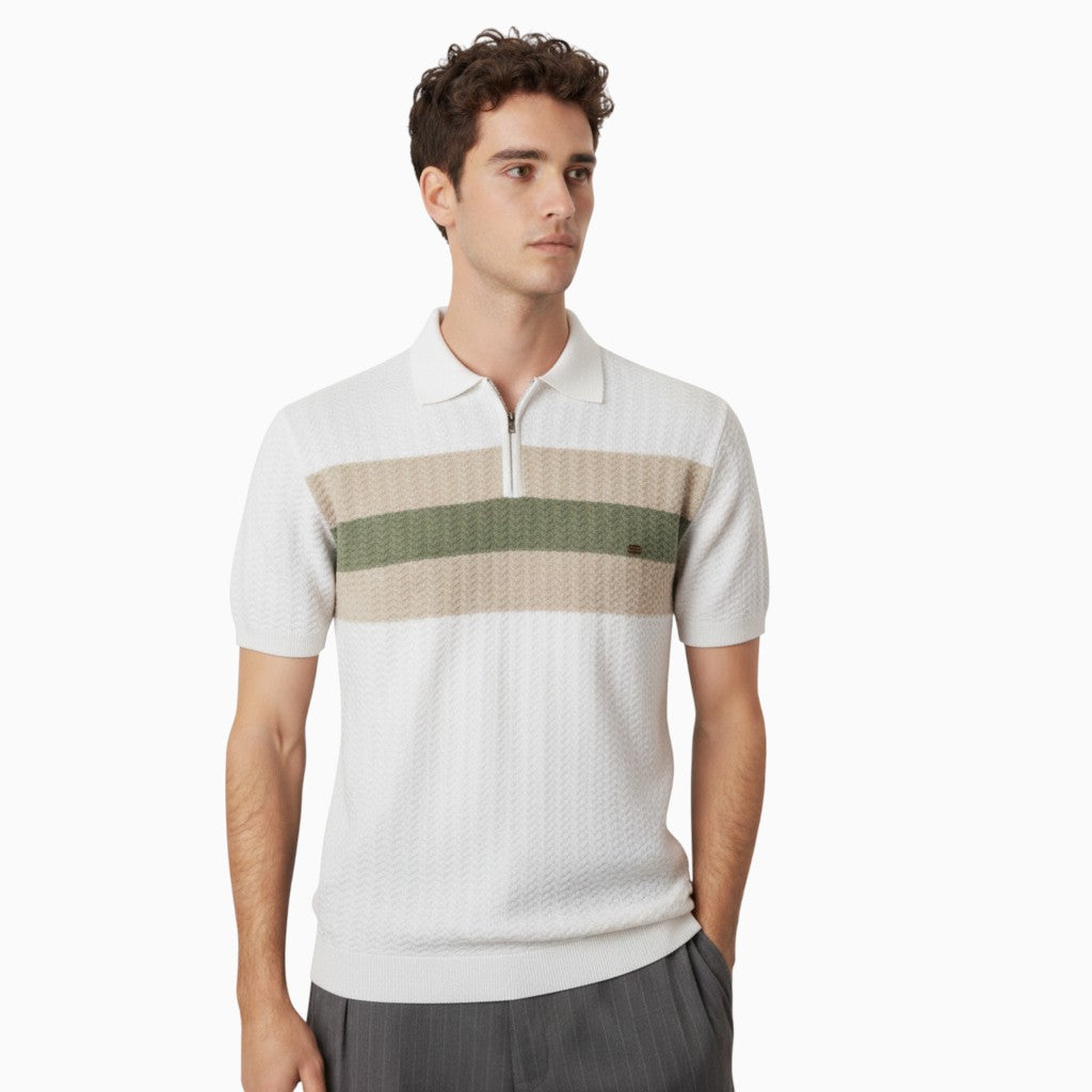 DORIAN Striped Knit Polo