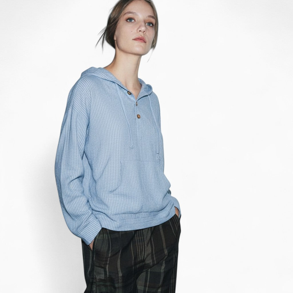 LUCY Casual Pullover Shirt with Button Closure