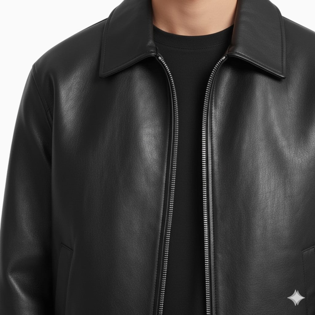 MARTIN Black Leather Zipper Jacket