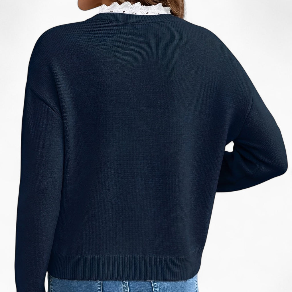 VERA V-neck Pullover Lace Trim